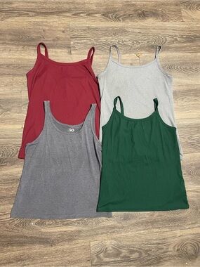 SO Women Ribbed Tank Top set spagetti strap XL XXL Gray, Red, Green, Light Gray